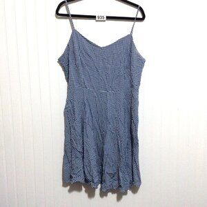 Old Navy Sundress Womens XXL Blue Gingham Plaid Dress Smocked Sleeveless